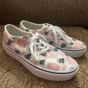 Vans Pink and Black Floral Sneakers
